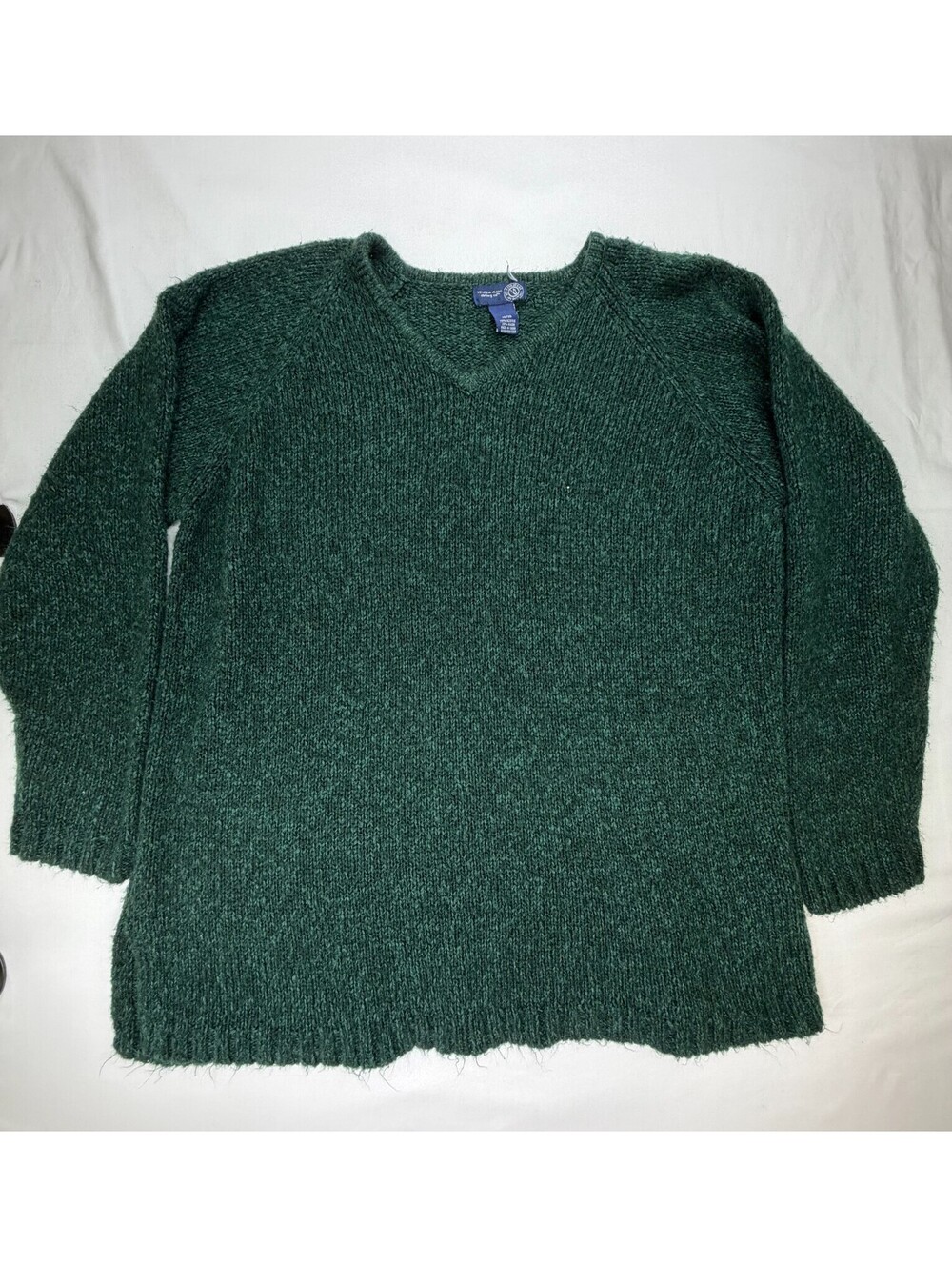 Venezia Jeans Women's Sweater Pullover V Neck Solid Knit Size 18/20 Green